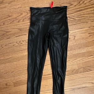 SPANX Faux leather leggings. Size Small Petite.